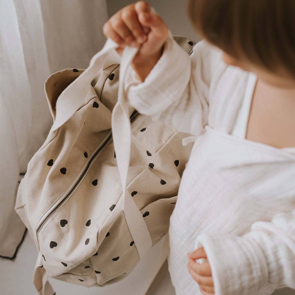 RAPHAEL DIAPER BAG - WEEKEND BAG SAND: SAND / HEART