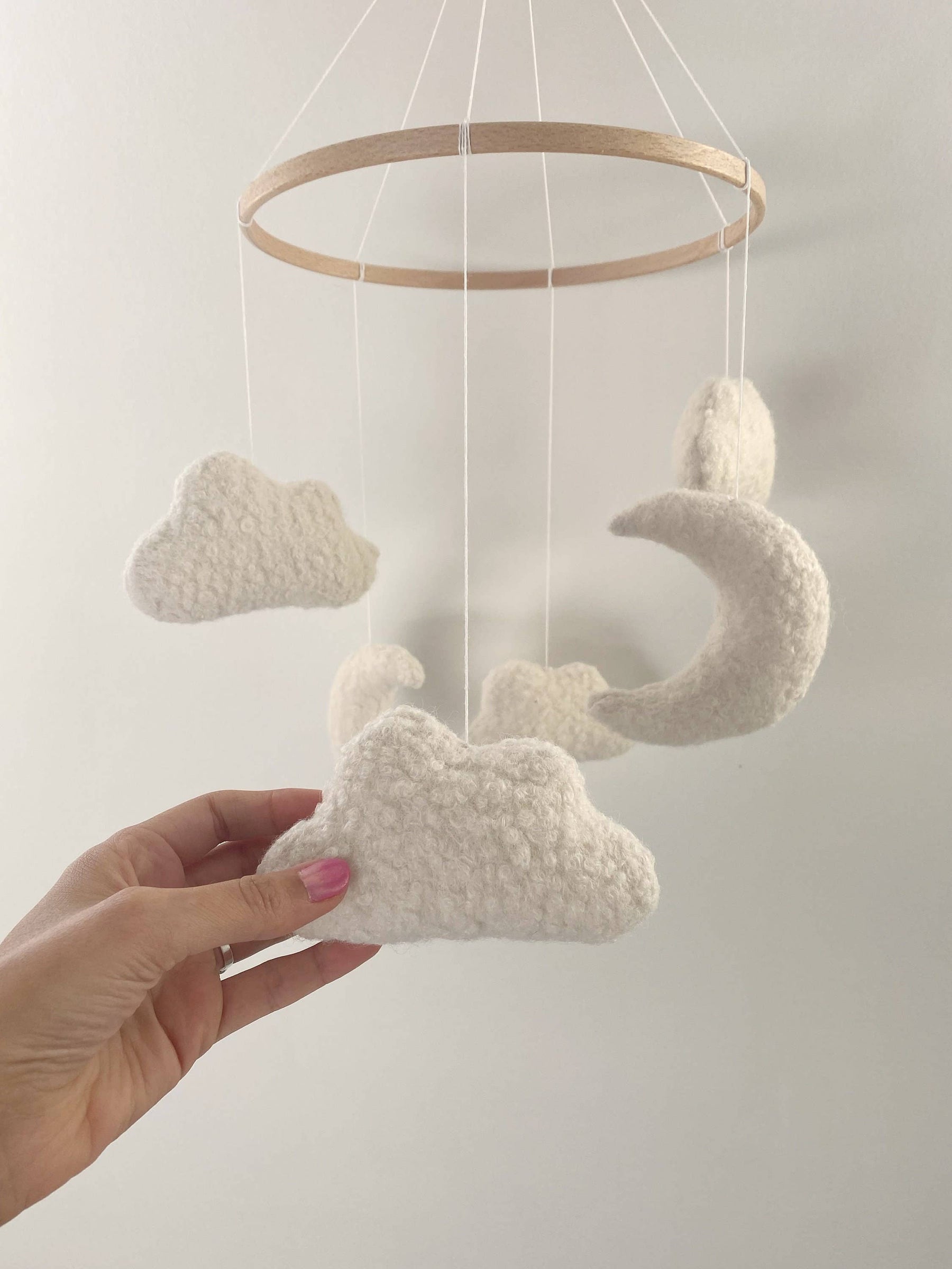 Boucle Cloud & Moon Mobile Nursery Decor