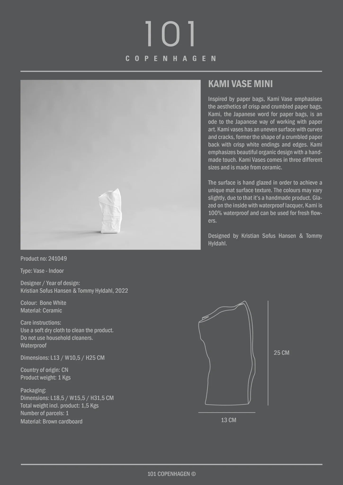 Kami Vase Mini Bone White