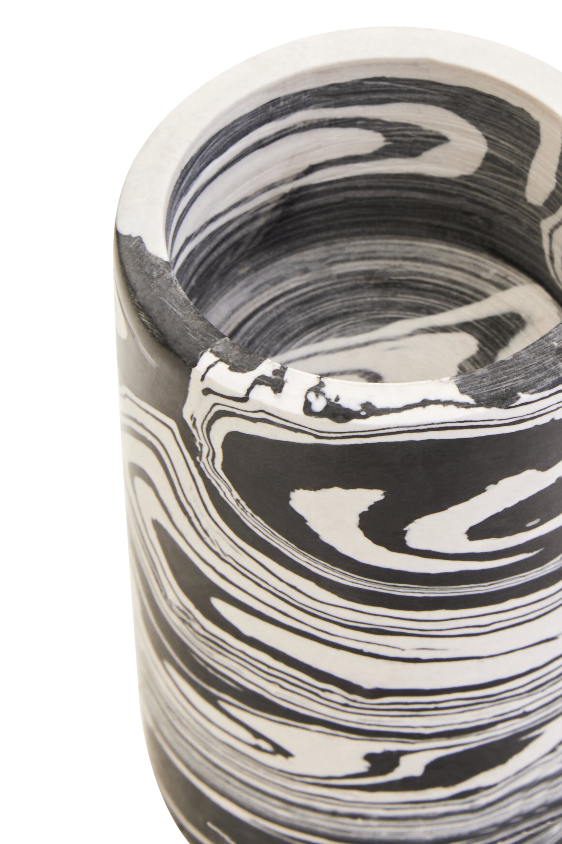 Helsa Black And White Marble Two Way Candle Holder