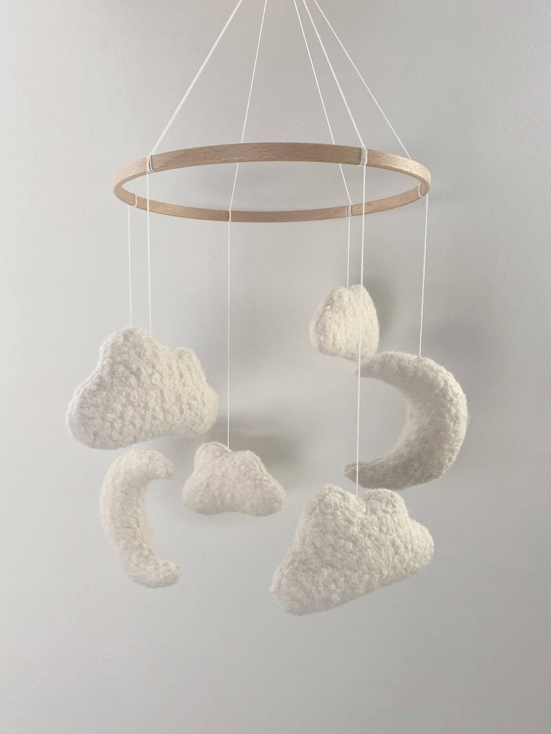 Boucle Cloud & Moon Mobile Nursery Decor