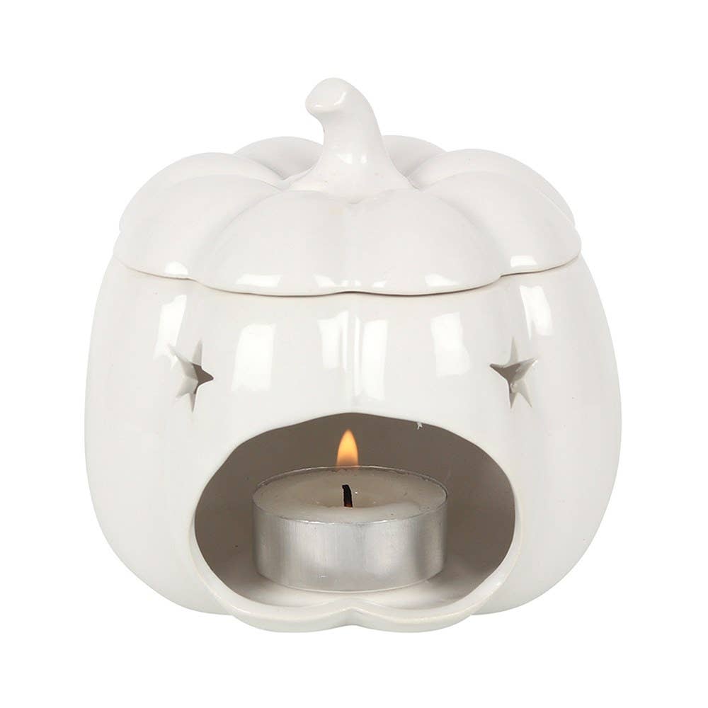 White Autumn Pumpkin Halloween Oil & Wax Burner