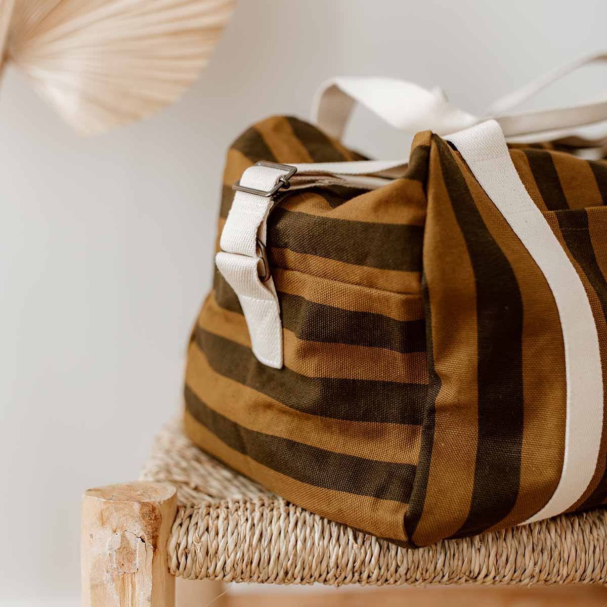 RAPHAEL DIAPER BAG - WEEKEND BAG STRIPES CUMIN: CUMIN AND BLACK / Stripe