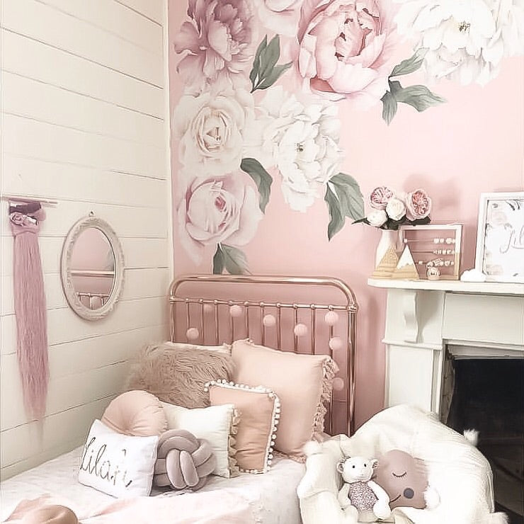 Classic Pink Peony & Rose Wall Decals