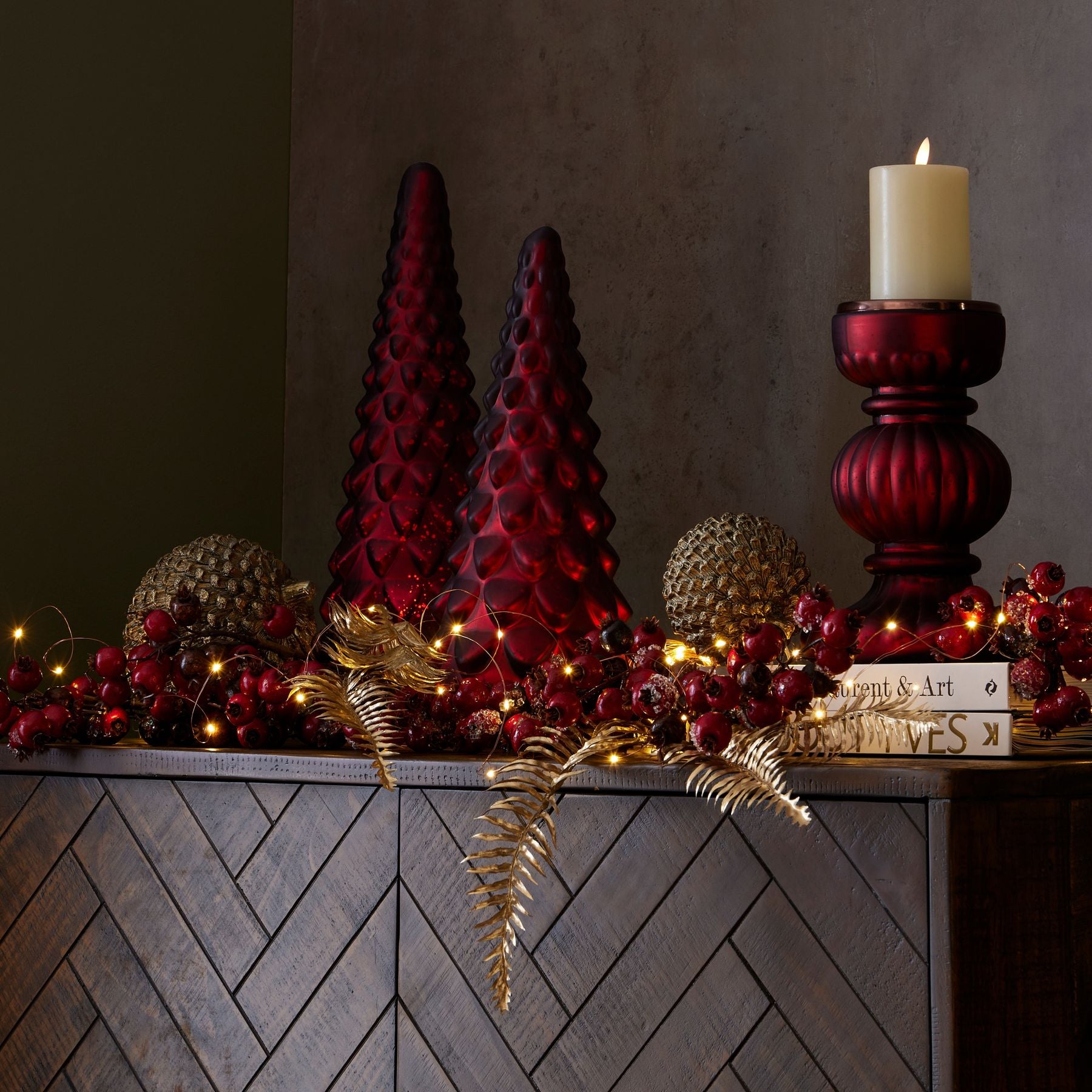 Noel Collection Small Ruby Red Decorative Tree