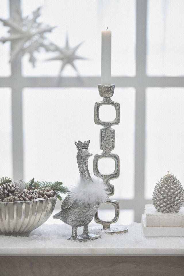 Trelia Pine Cone Candle Silver Large