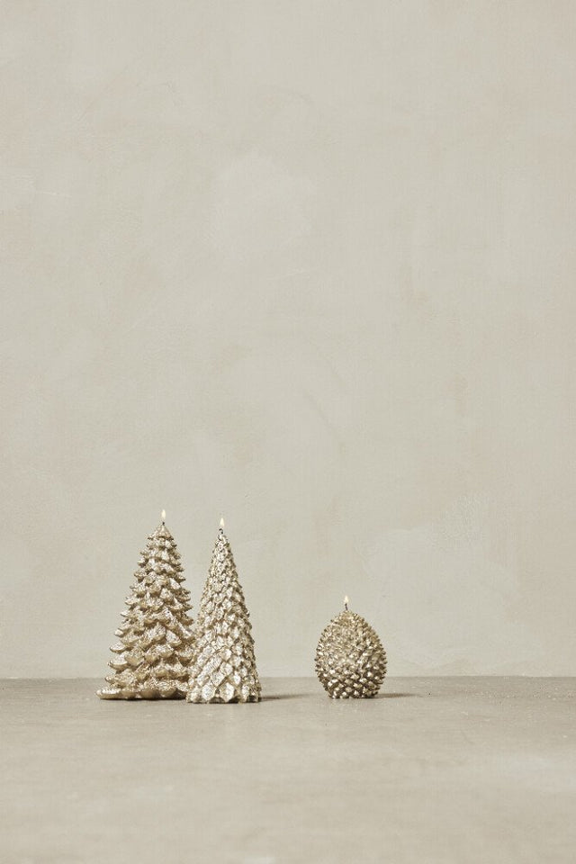 Trelia Pine Cone Candle Light Gold Small