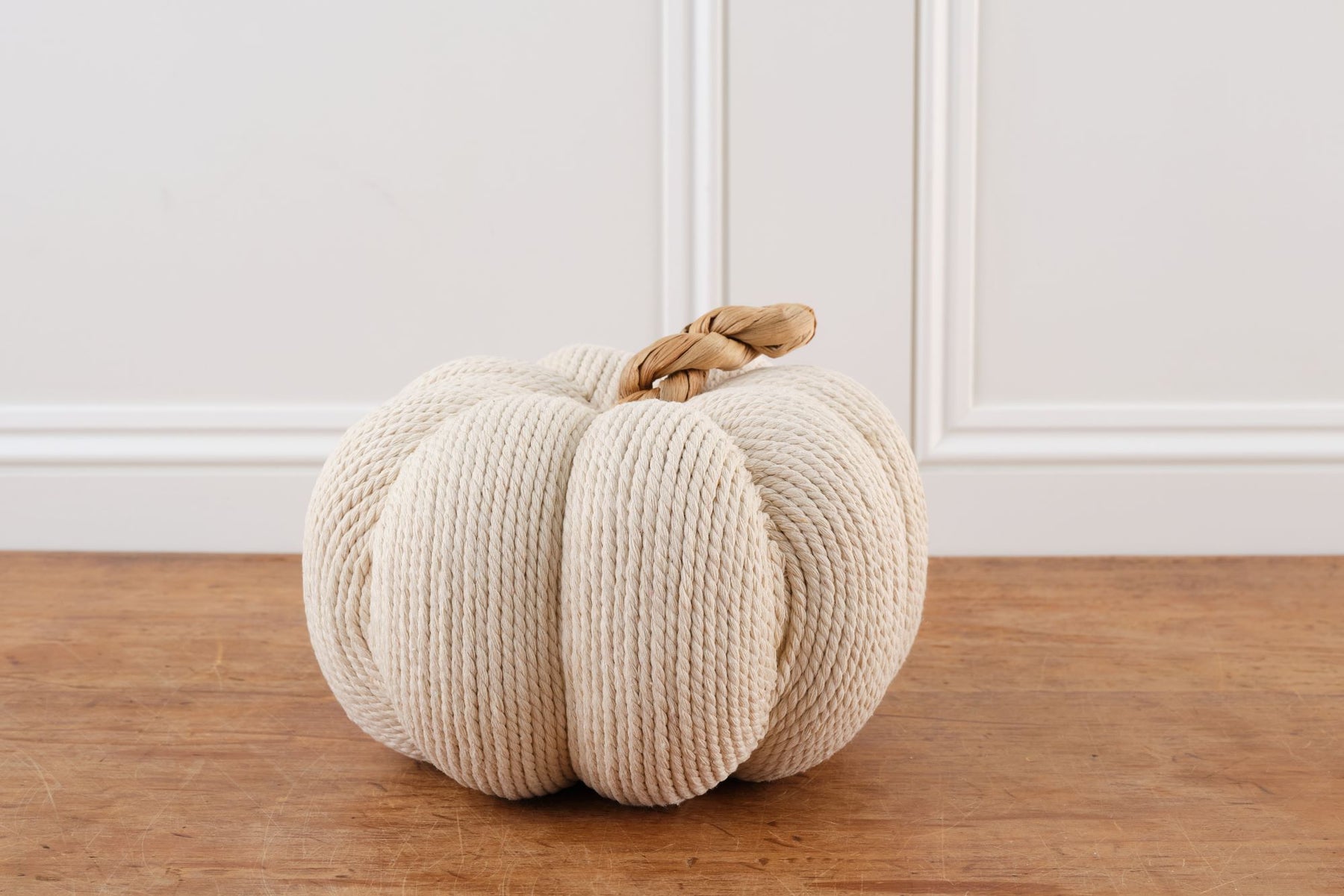 Cream Cotton and Rope Pumpkin