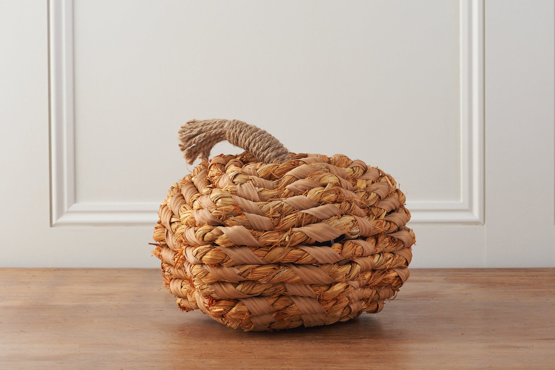 Natural and Orange Wicker Pumpkin
