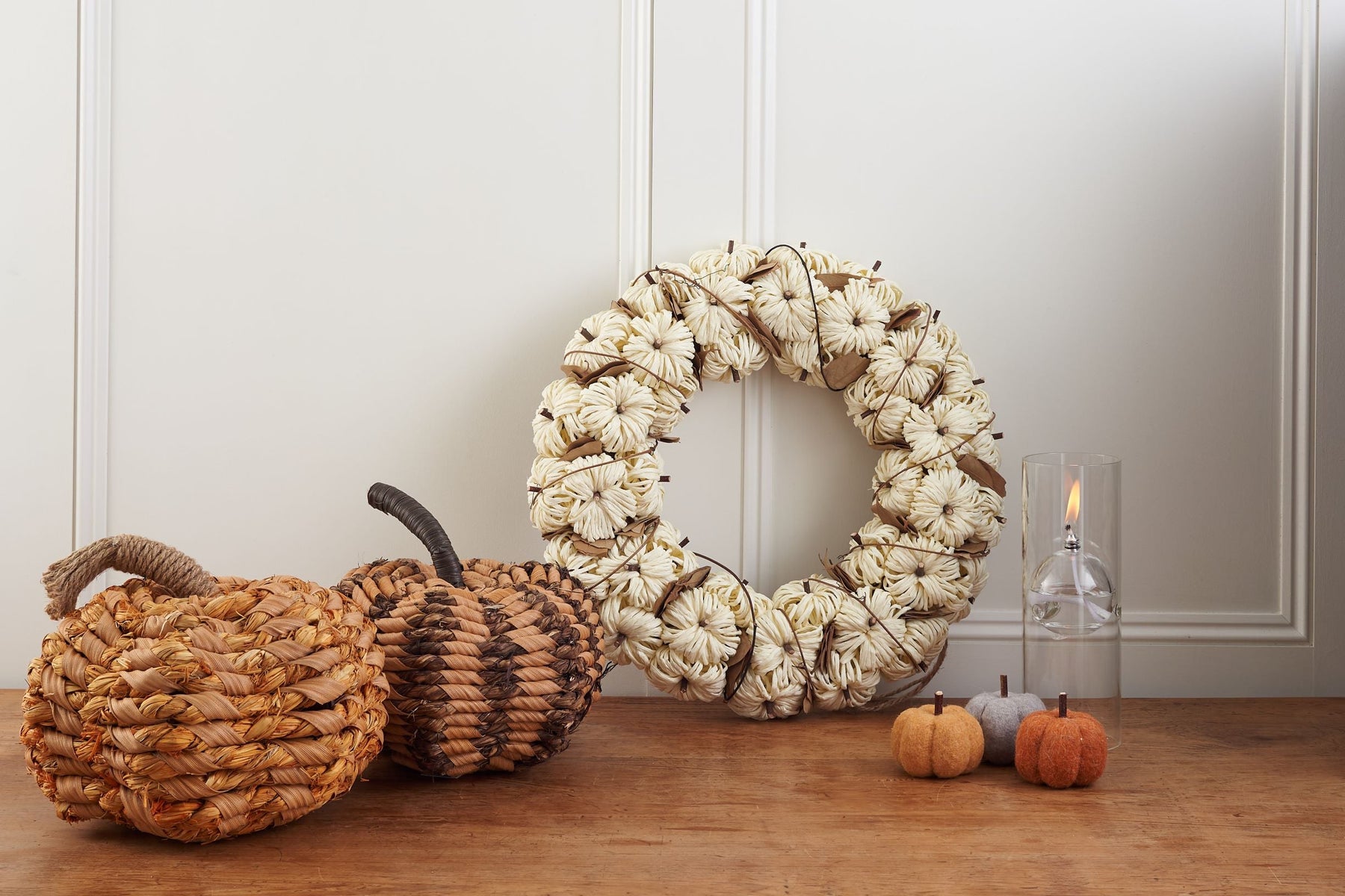 Natural and Orange Wicker Pumpkin