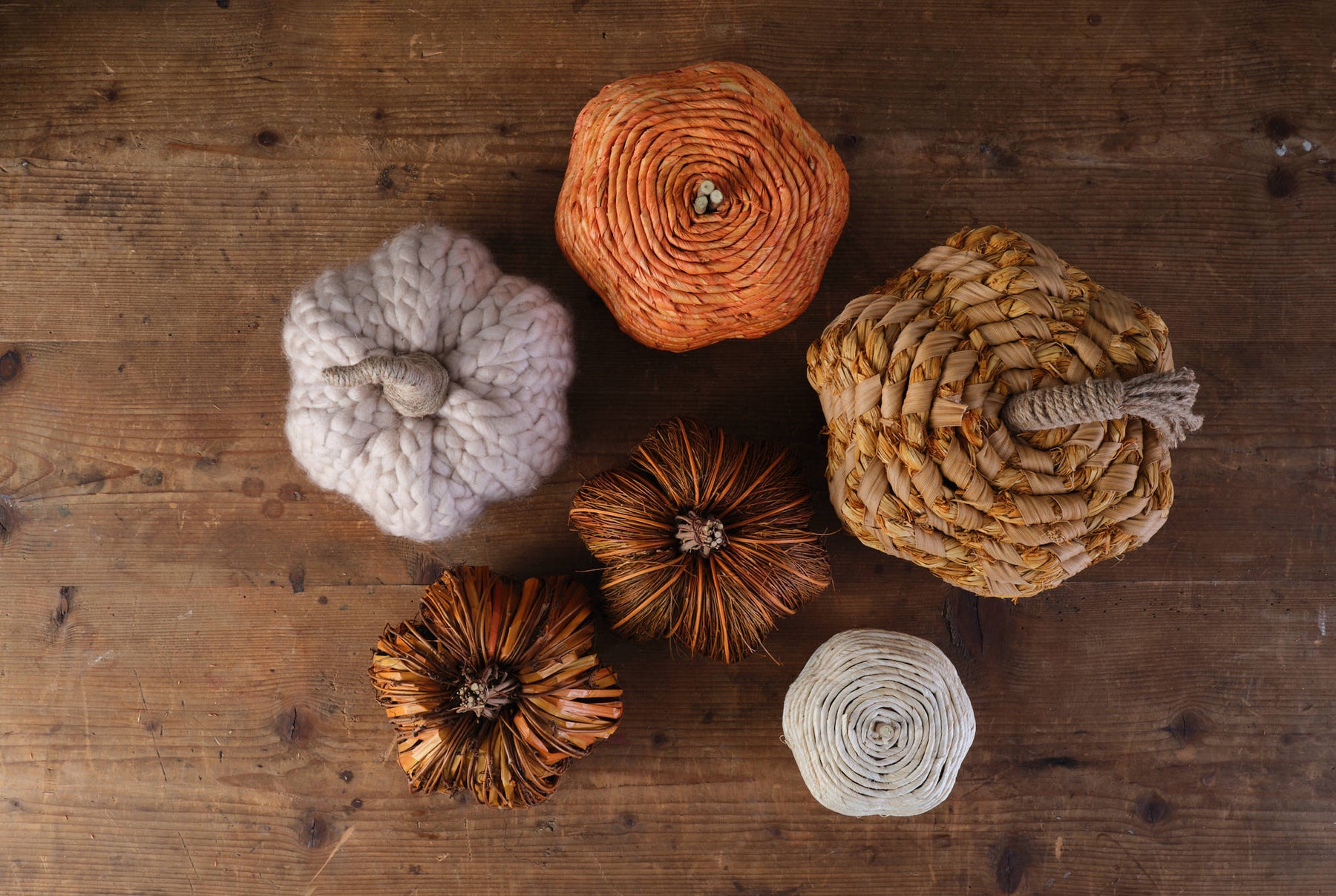 Natural and Orange Wicker Pumpkin