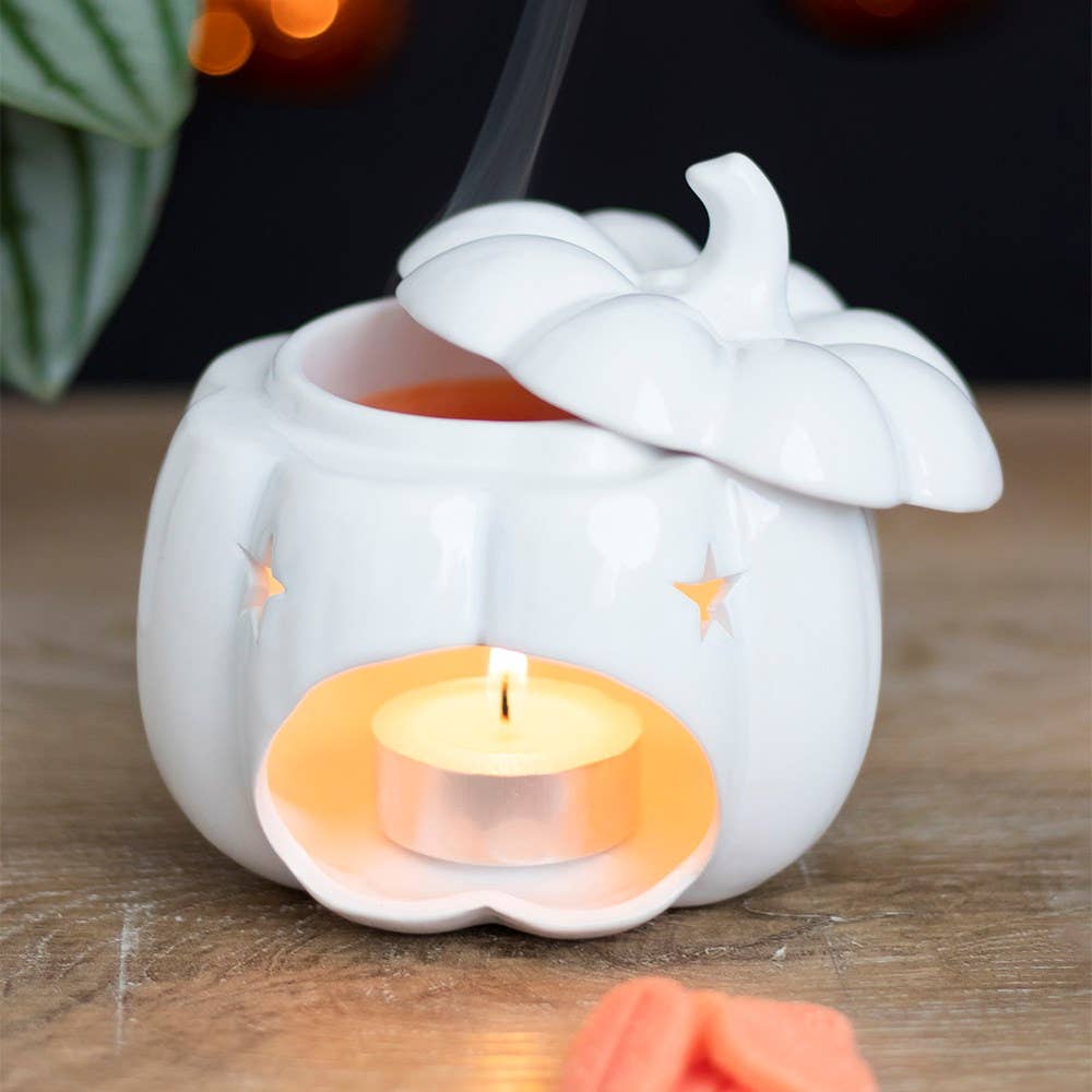 White Autumn Pumpkin Halloween Oil & Wax Burner