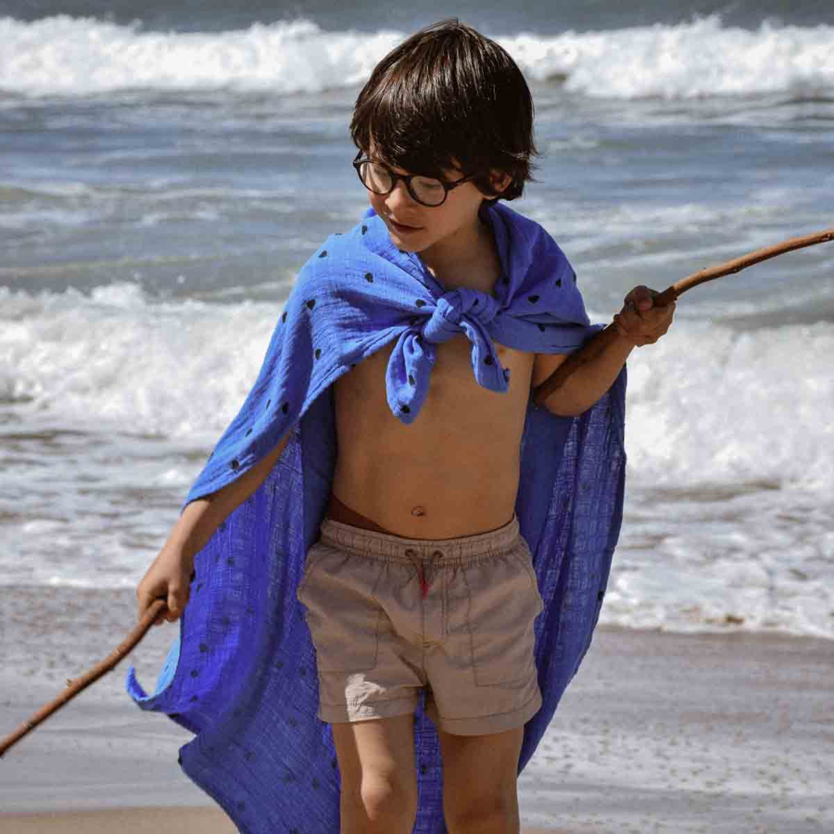 BIANCA SWADDLE HEART GREEK BLUE: GREEK BLUE / HEART