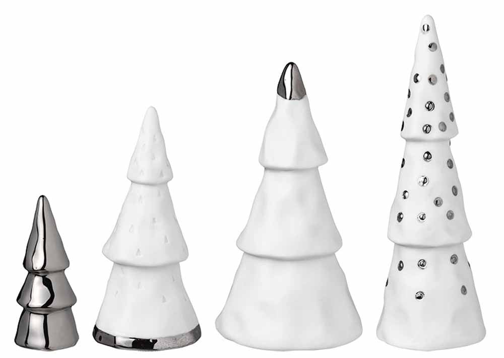 Winter Forest Set of 4 Silver Trees
