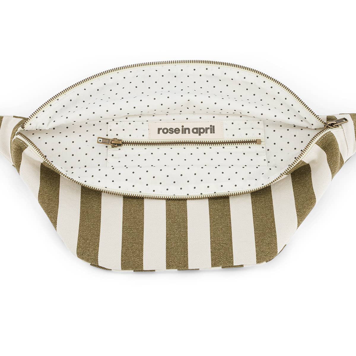 WOMEN BUM BAG STRIPES  OLIVE / GREIGE