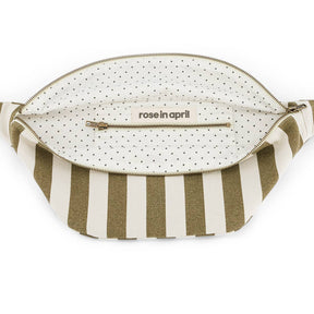 WOMEN BUM BAG STRIPES  OLIVE / GREIGE