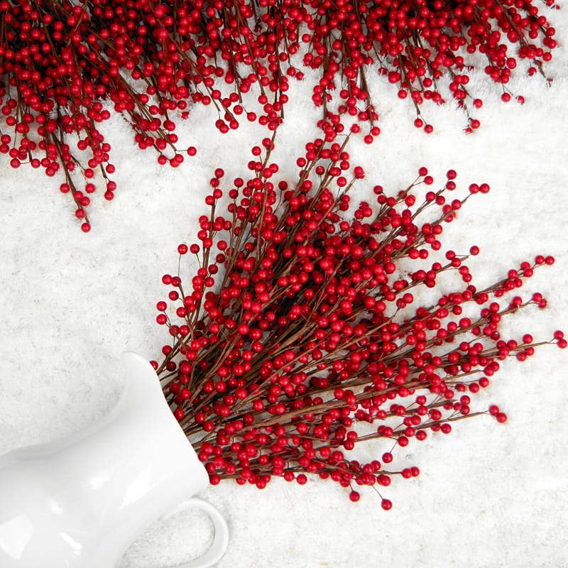22" Red Artificial Berry Stem