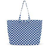 ELISA TOTE BAG CHECKERBOARD ECRU / BLUE NAVY