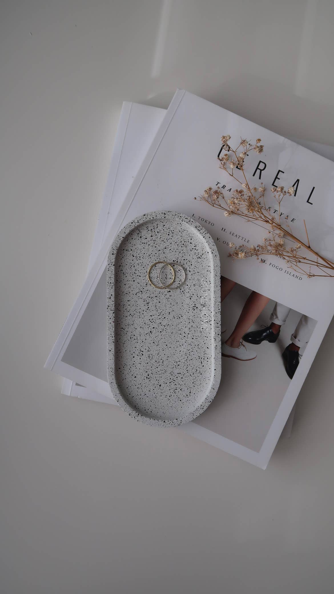 Textured Oval Tray - Stone