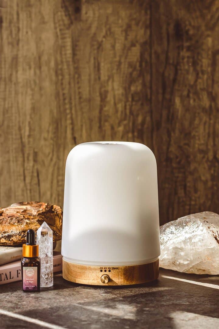 Frosted Glass & Bamboo Aroma Diffuser