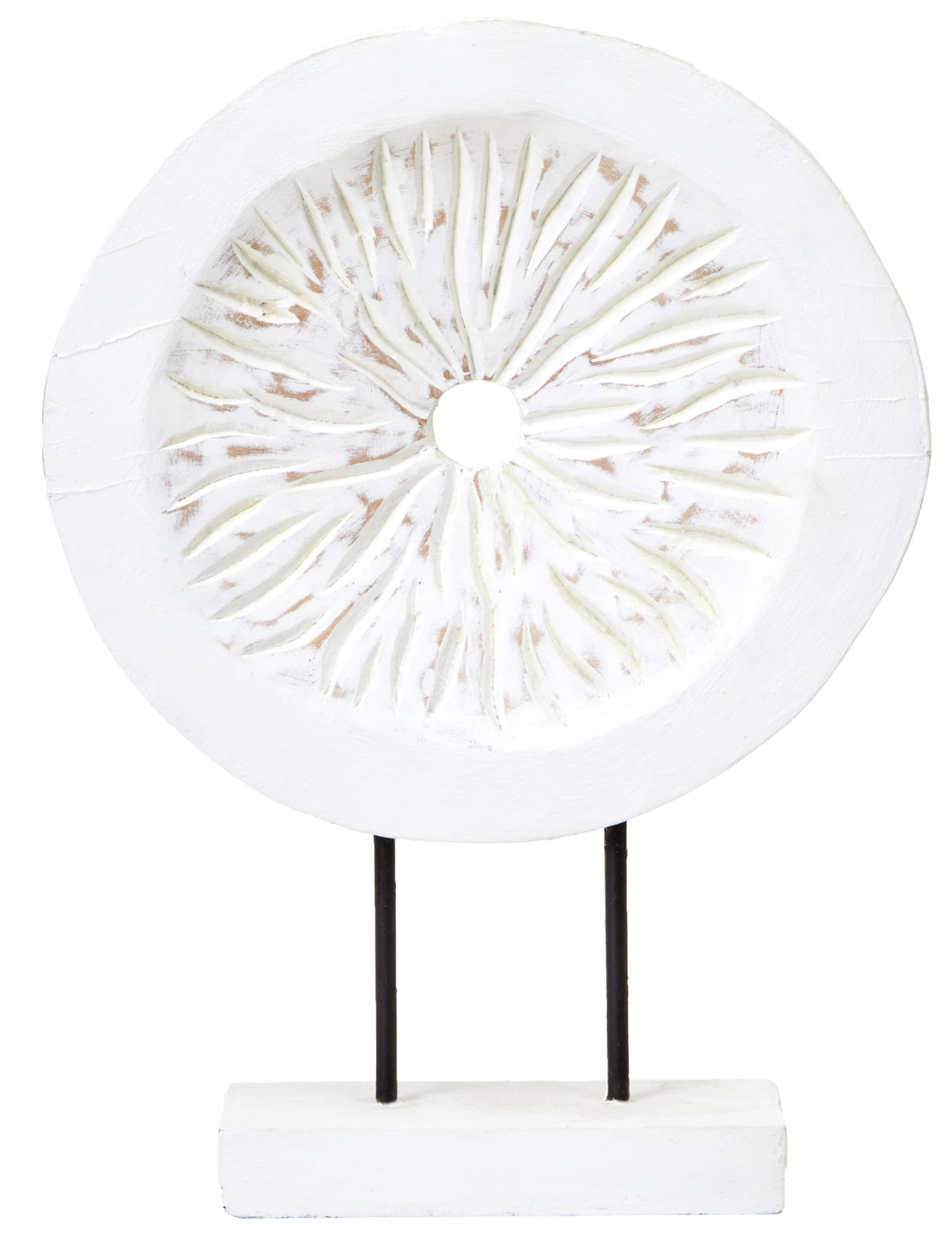 Fidel Small Distressed White Mango Wood Sculpture