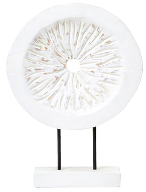 Fidel Small Distressed White Mango Wood Sculpture