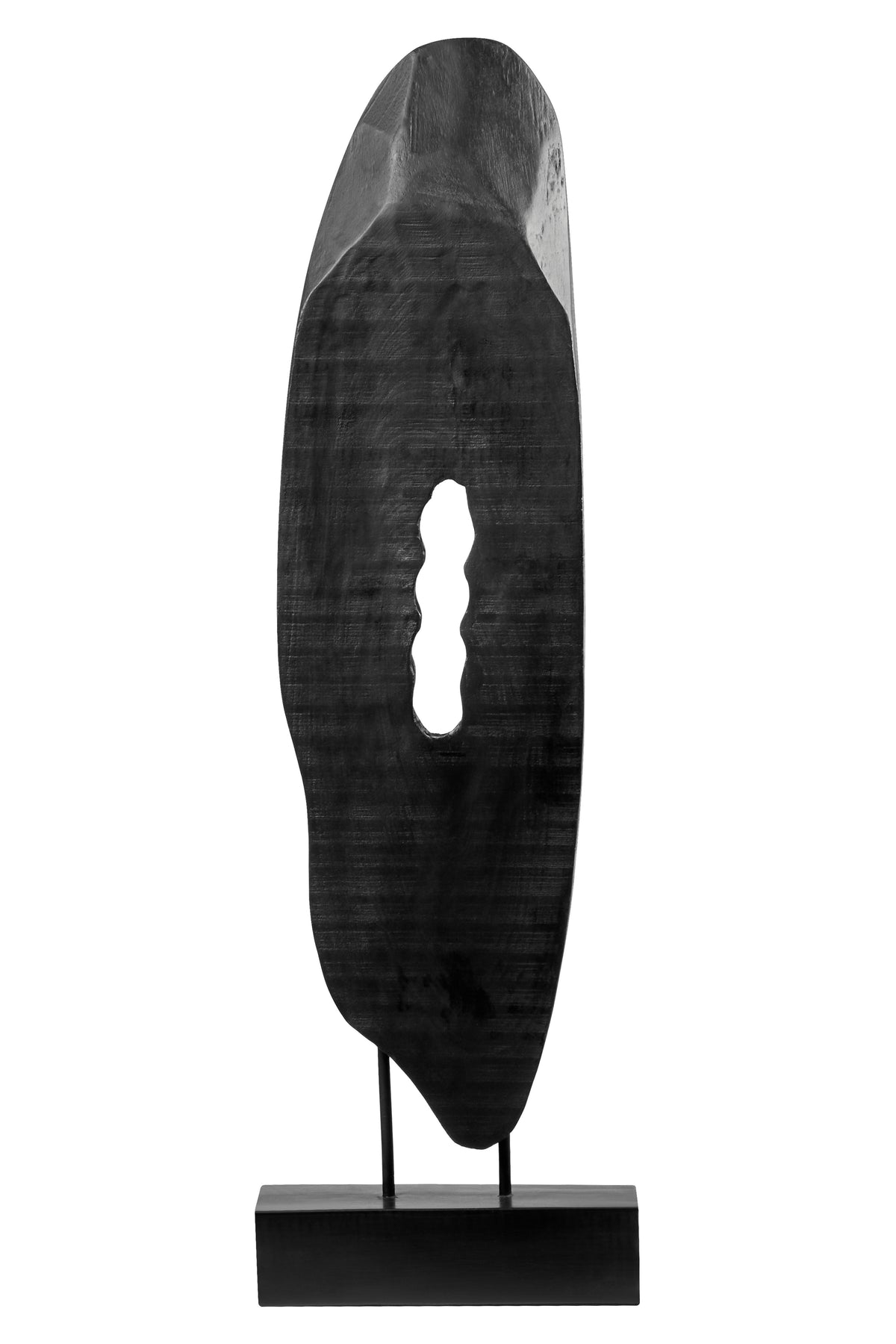 Fidel Rustic Black Vertical Mango Wood Slice Sculpture