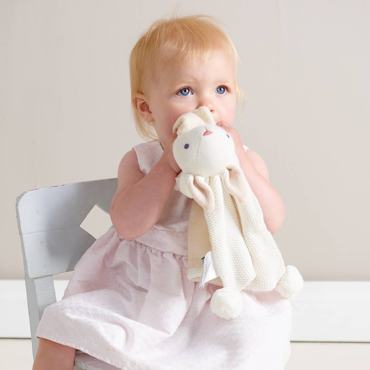 Baby Threads Cream Gift Set - Organic Rattle + Comforter