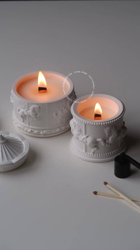 Carousel - Wooden wick candle: Raspberry & vanilla