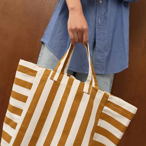 ELISABETH TOTE BAG STRIPES CARAMEL / ECRU