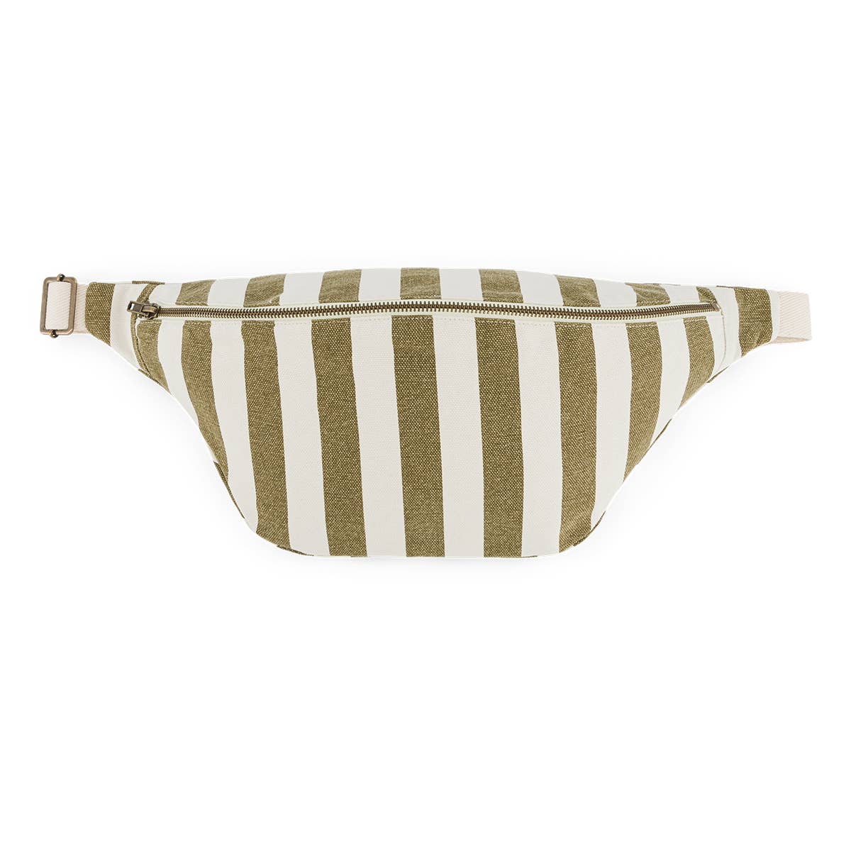 WOMEN BUM BAG STRIPES  OLIVE / GREIGE