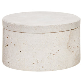 Tibor Travertine Round Trinket Box