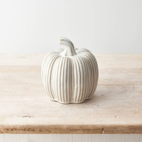 Cream Ceramic Pumpkin, 12cm