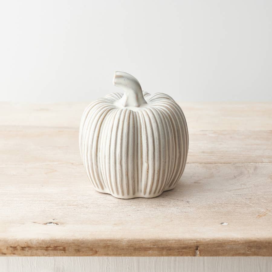 Cream Ceramic Pumpkin, 12cm