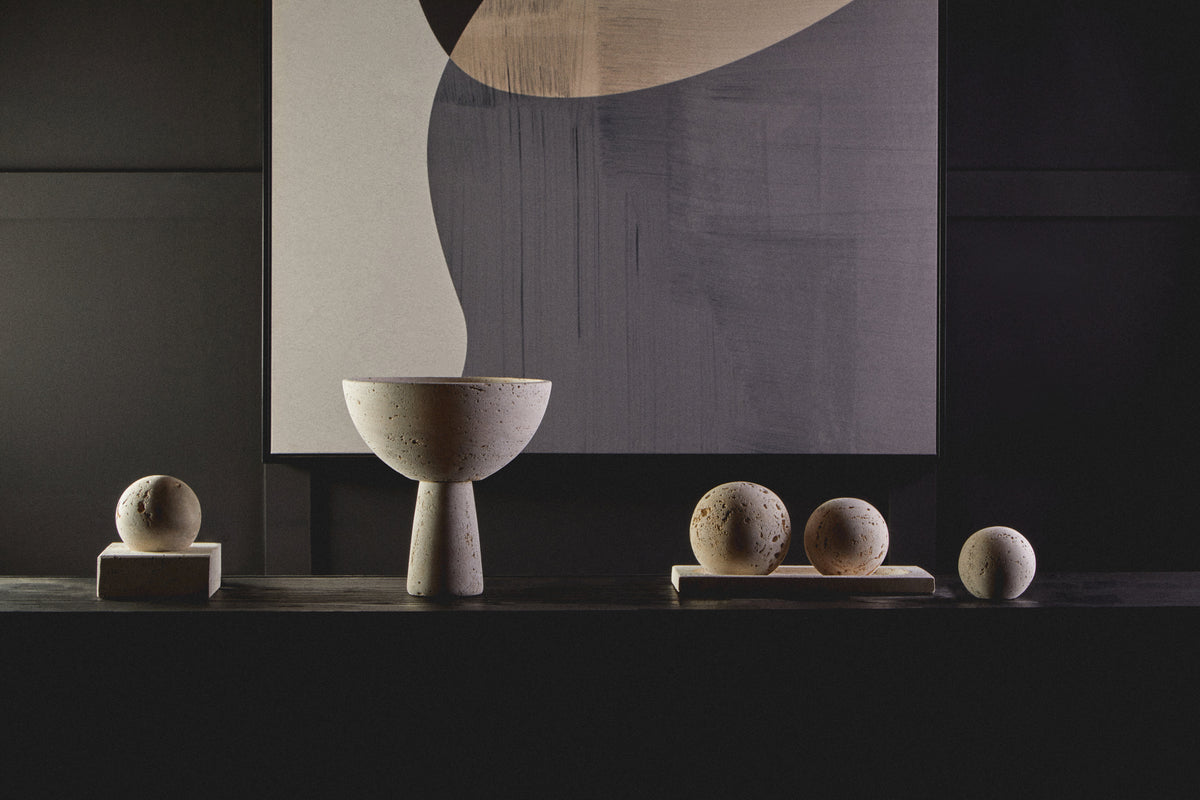Tibor Travertine Pedestal Bowl