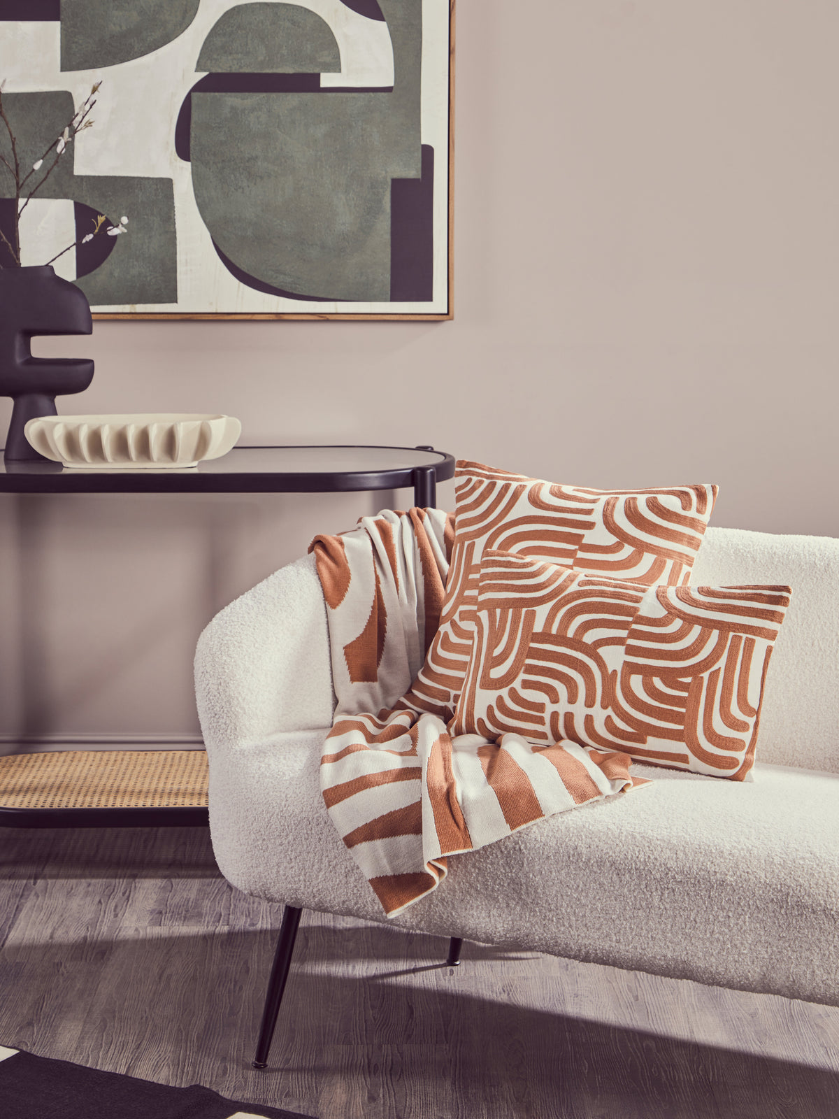Bosie Ozella Natural And Terracotta Square Cushion
