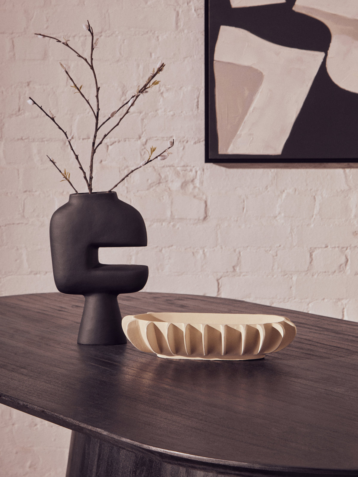 Hapax Abstract Small Black Vase