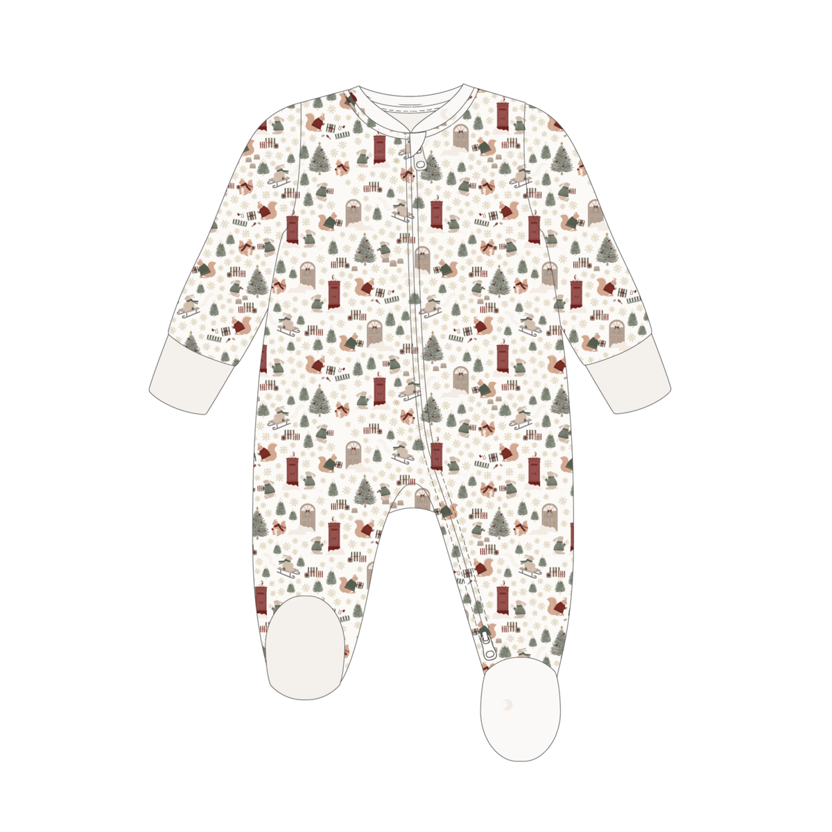 Baby Jersey Sleepsuit - Festive Forest: 0-3m
