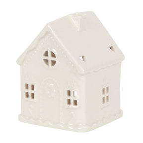 White Christmas Gingerbread House Tealight Candle Holder