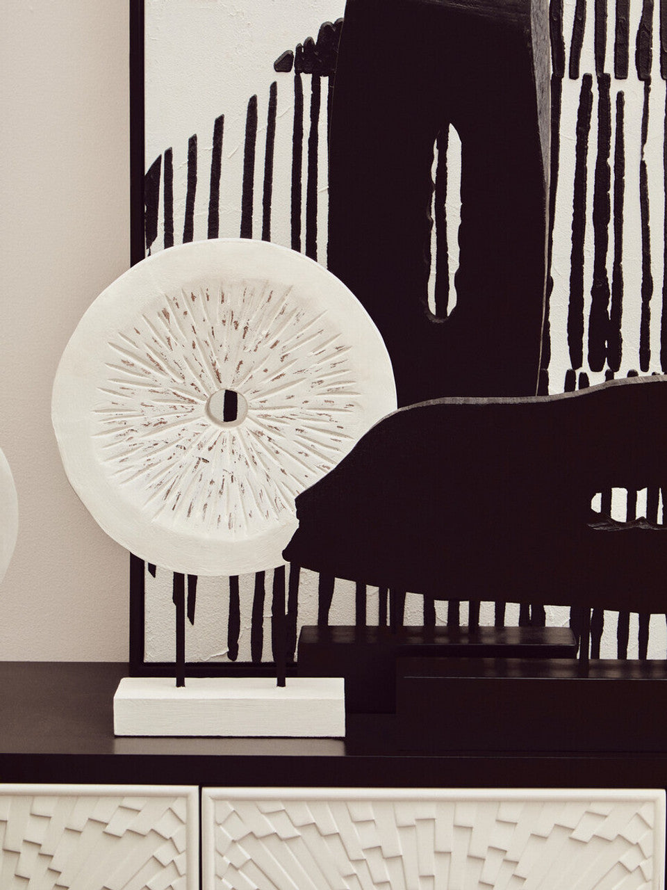 Fidel Small Distressed White Mango Wood Sculpture