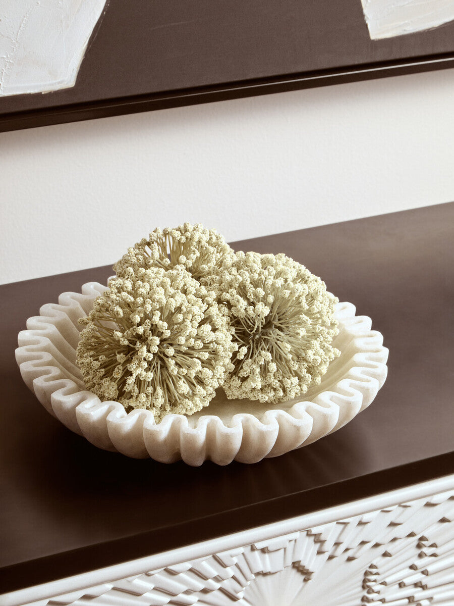 Savio Small White Fluted Marble Bowl