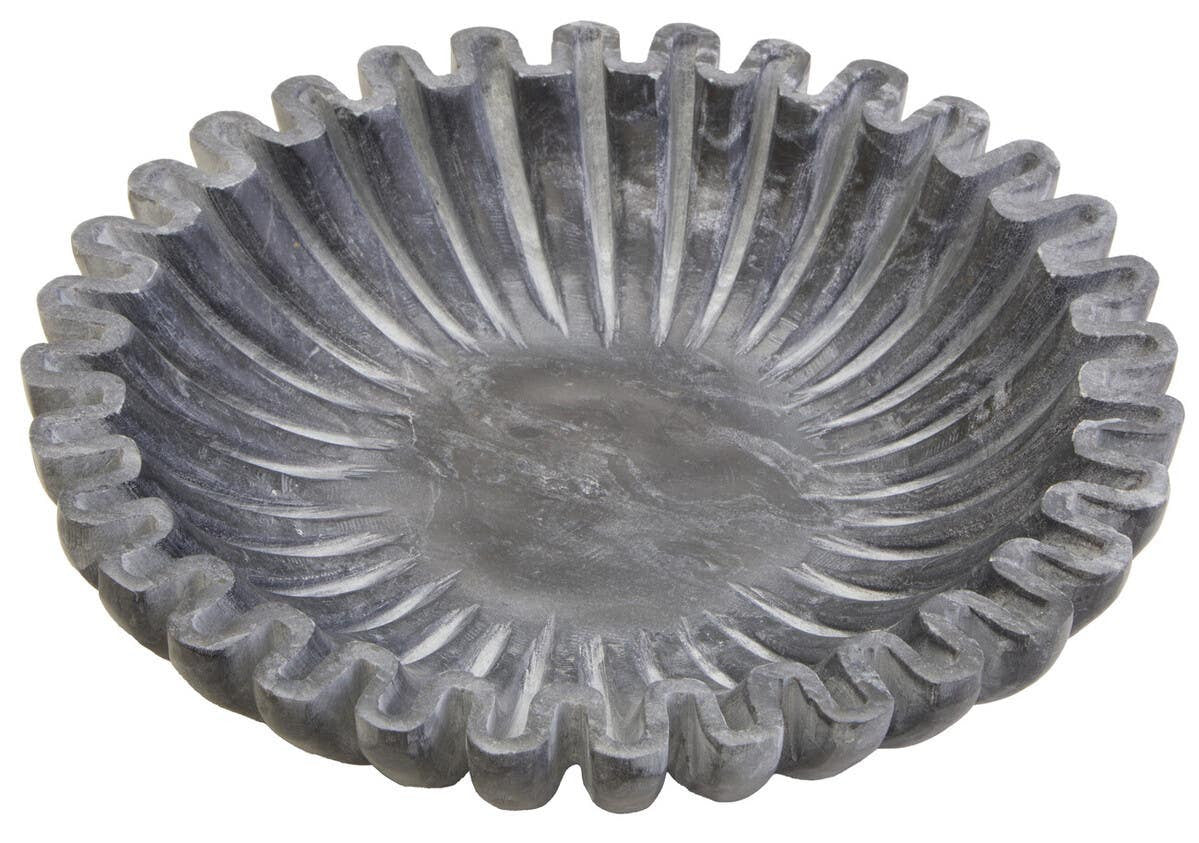 Savio Small Grey Fluted Marble Bowl