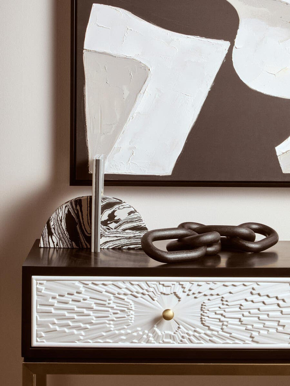 Helsa Black And White Marble Set of Two Bookends