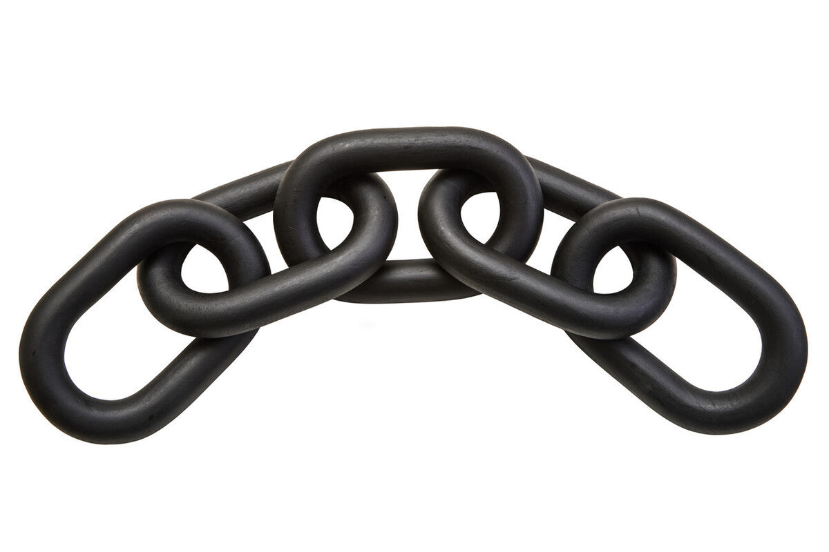 Cato Black Wood Five Link Chain Decor