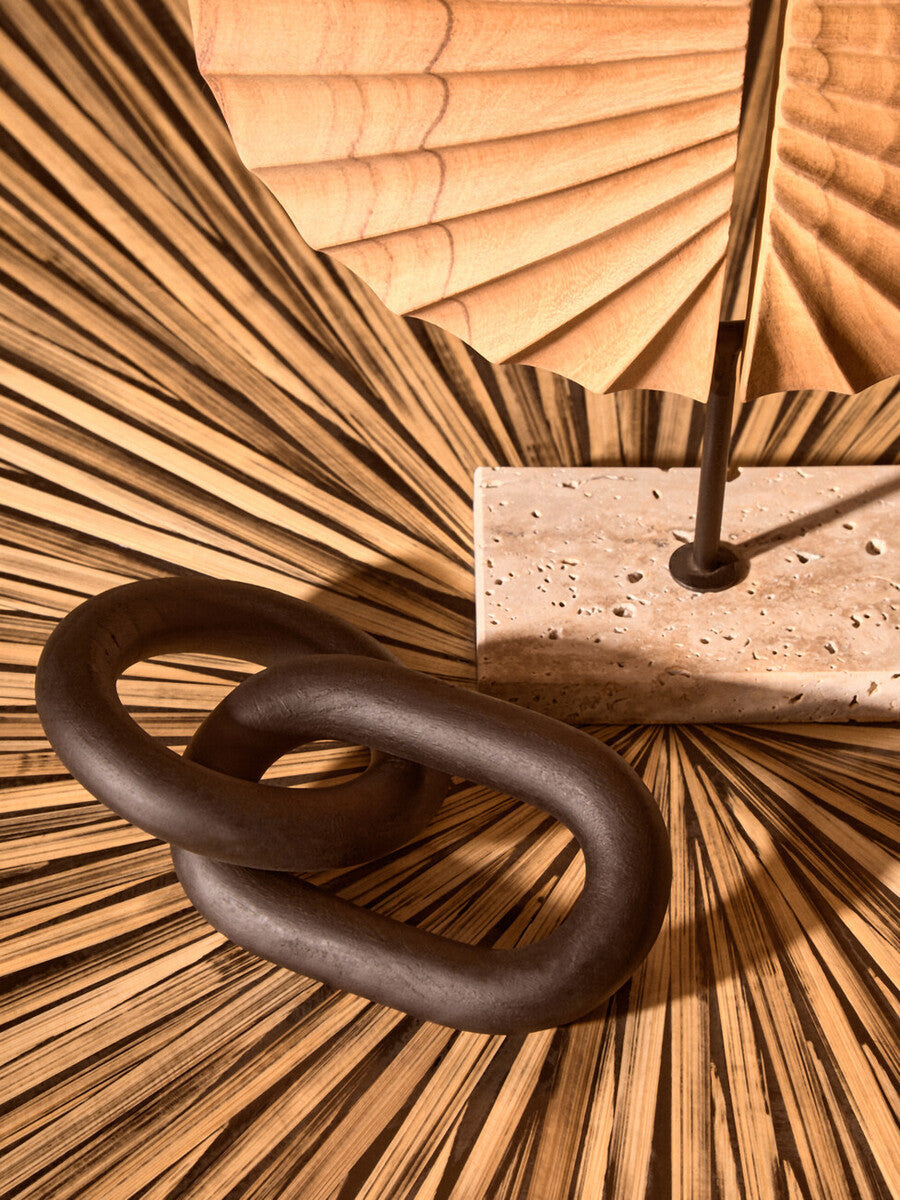 Cato Black Wood Two Link Chain Decor