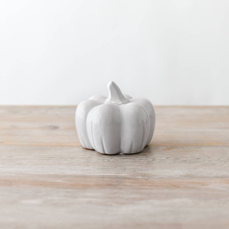 Light Grey Ceramic Pumpkin 11.4cm