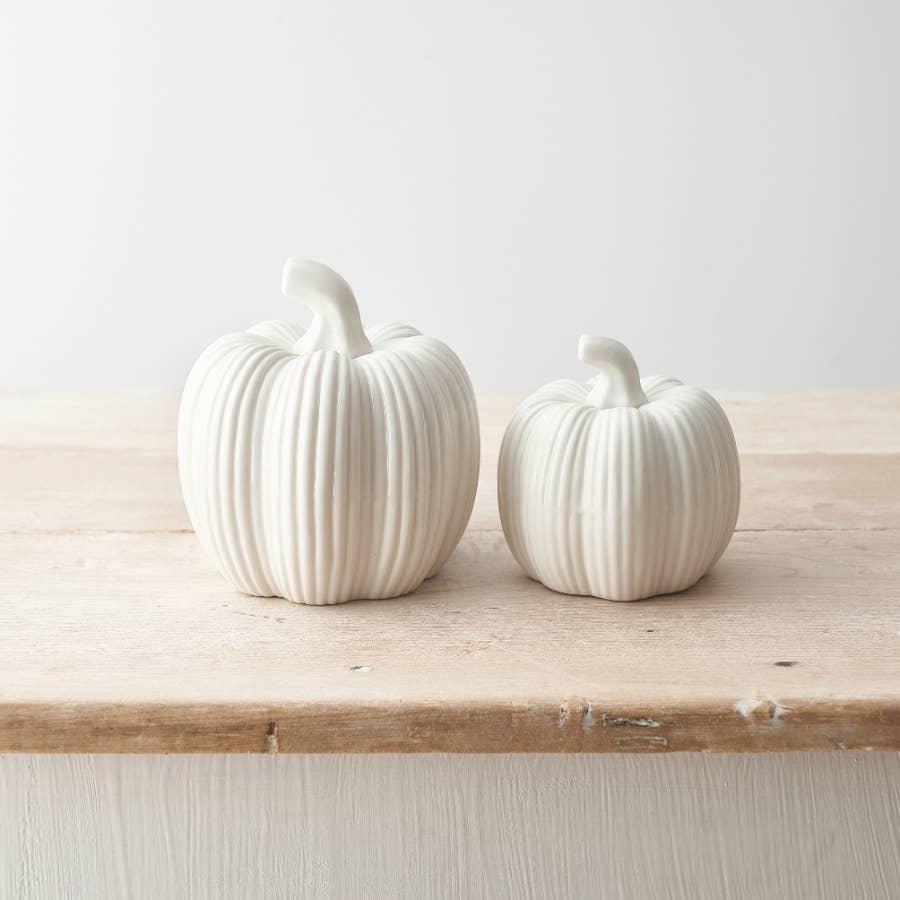 Ribbed Ceramic Pumpkin, 9.5cm