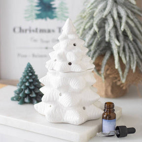 White Winter Fir Tree Oil Burner and Wax Warmer