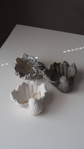 Elegant shell jewellery dish bone white