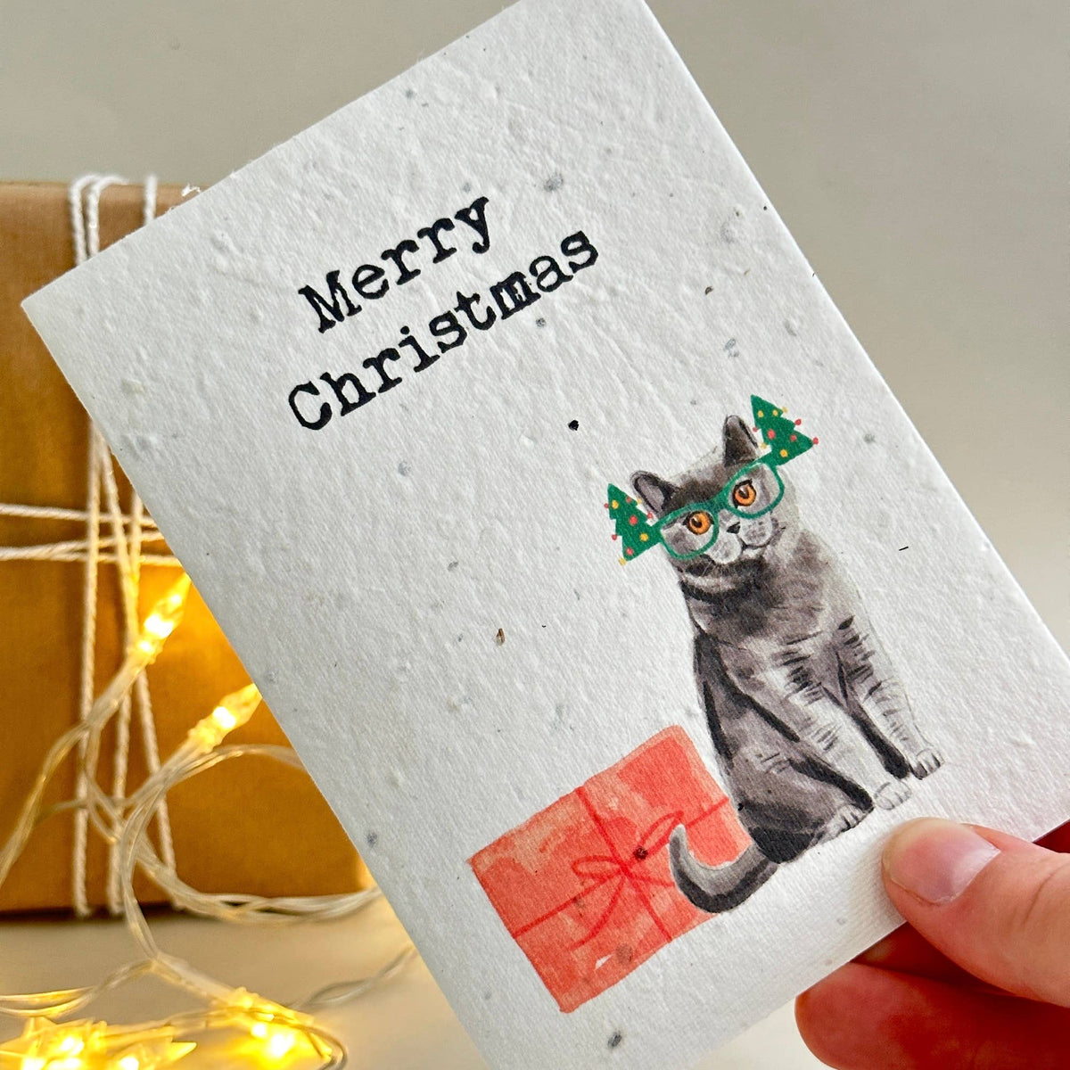 Cat Merry Christmas plantable wildflower seed card